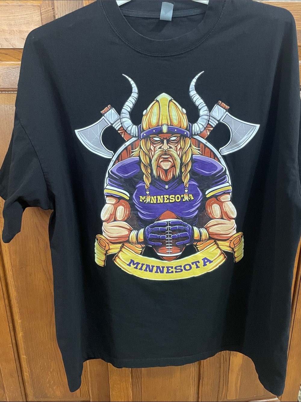 Minnesota Viking Graphic Black Crewneck short sleeve T-Shirt Sz.3X Unisex